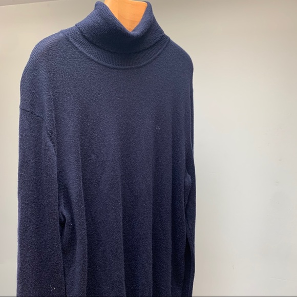 Calvin Klein Italian Merino Wool Navy Turtleneck - Picture 3 of 11